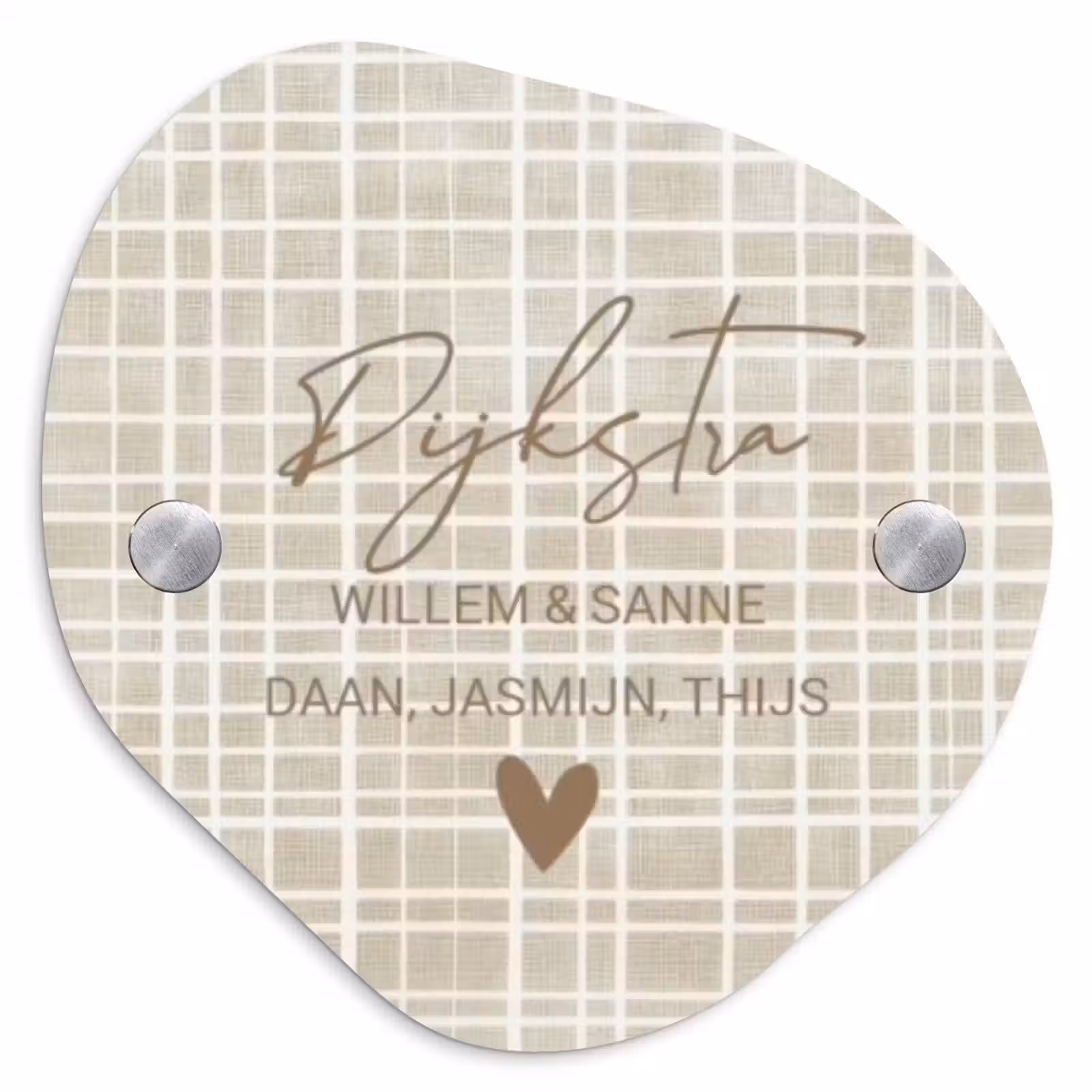 Naambordje voordeur - Organisch - Beige raster - Sierlijk — 1