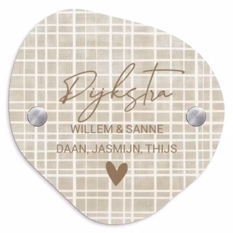 Naambordje voordeur - Organisch - Beige raster - Sierlijk — 1