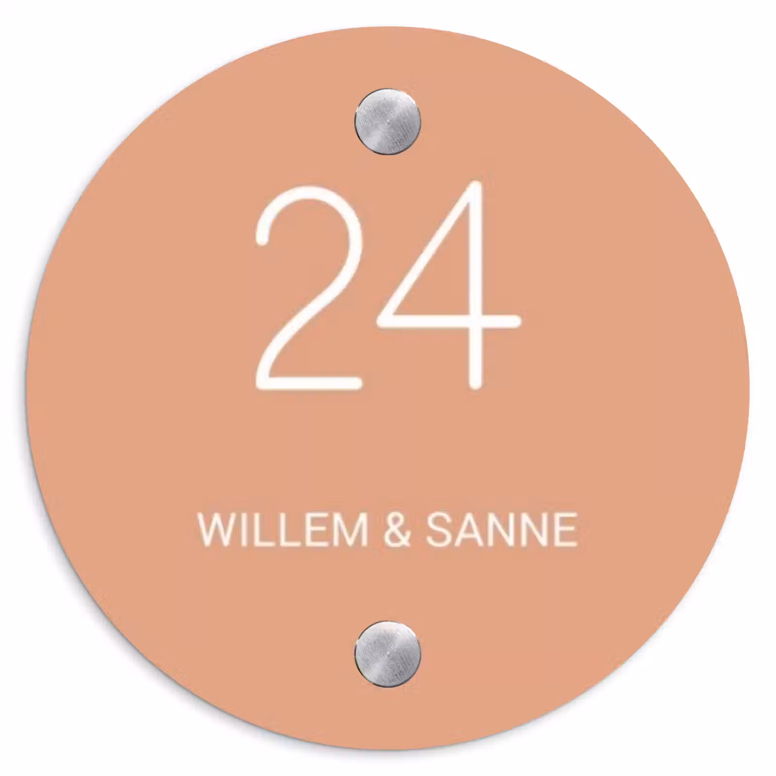 Naambordje voordeur - Rond - Zalmroze - Klassiek — 1