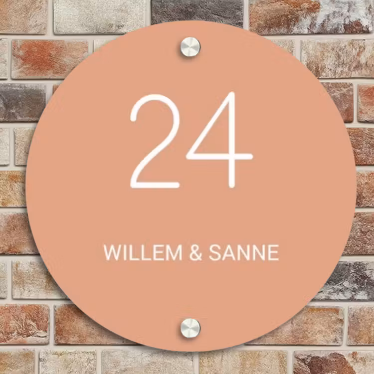 Naambordje voordeur - Rond - Zalmroze - Klassiek — 4
