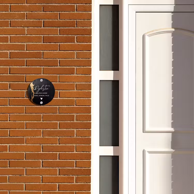 Naambordje voordeur - Rond - Zwart goud structuur - Sierlijk — 3