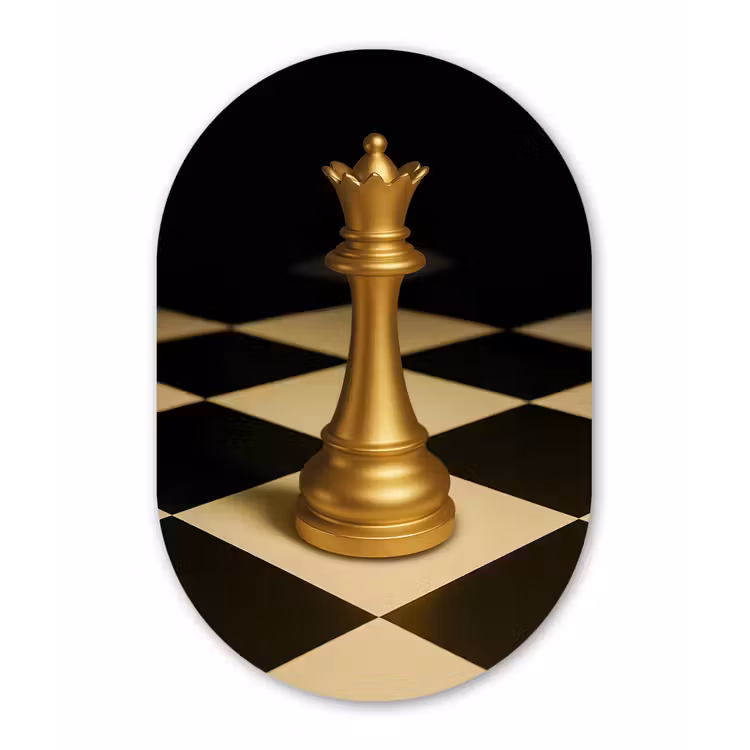Muurovaal - aluminium - Koningin - Schaakstuk - Geblokt - Goud — 1