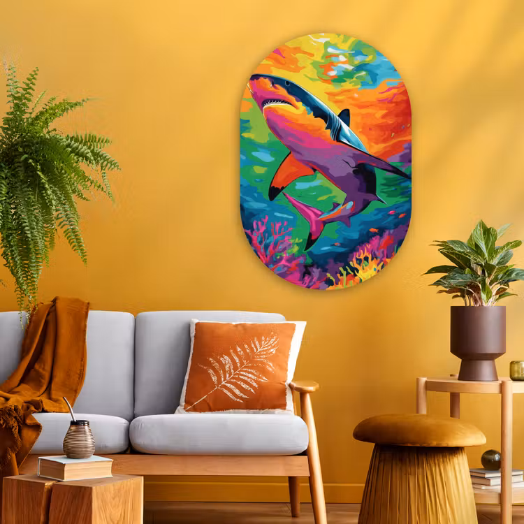 Wandoval Glas – Haai - Koraalrif - Abstract - Kleurrijk — 3