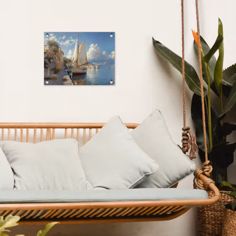 Tuinposter - Zeilschip - Huizen - Kade - Zee — 5