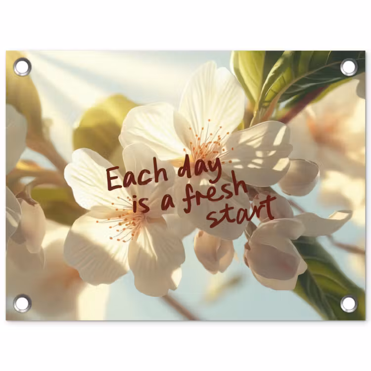 Tuinposter - Each day is a fresh start bloesem