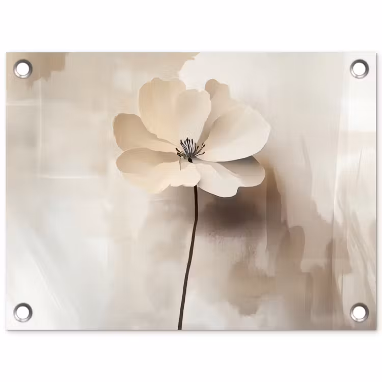 Tuinposter - Bloem - Beige - Verf - Schaduw — 1
