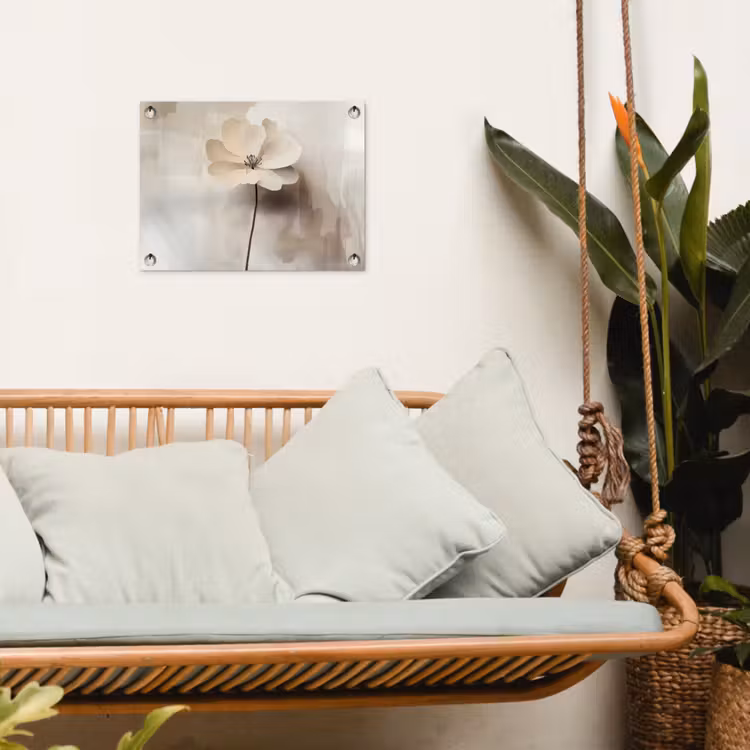 Tuinposter - Bloem - Beige - Verf - Schaduw — 5