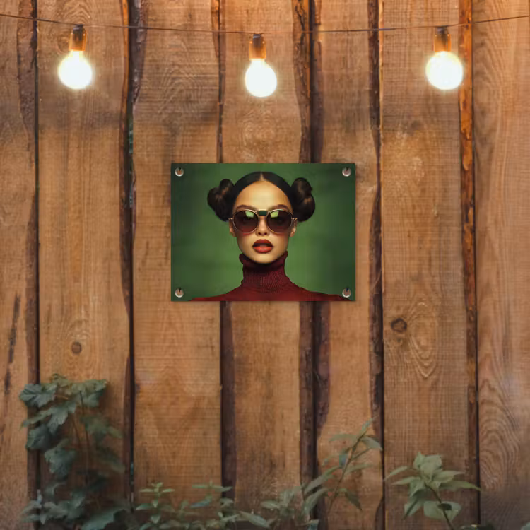 Tuinposter - Portret Vrouw met Zonnebril Groen Rood — 2