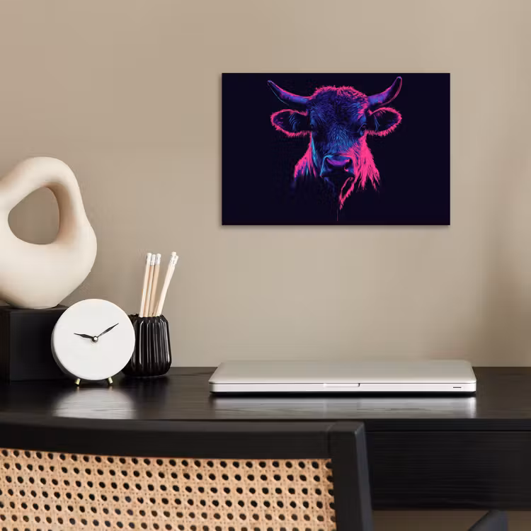 Poster – Stier - Neon - Zwart - Kleur — 2