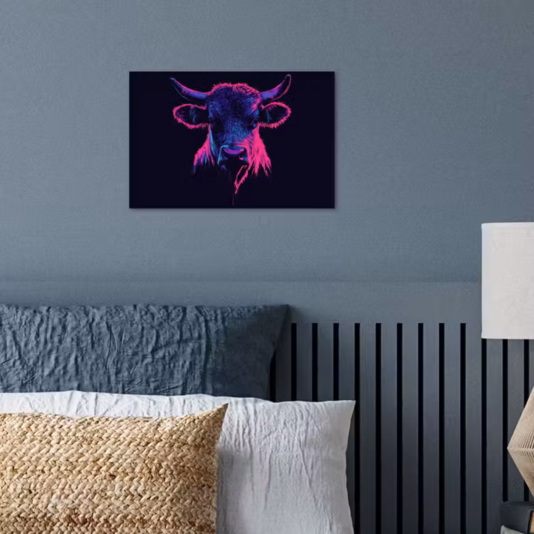 Poster – Stier - Neon - Zwart - Kleur — 3