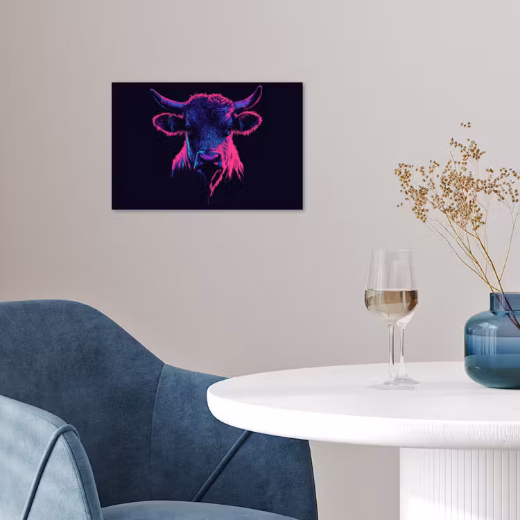 Poster – Stier - Neon - Zwart - Kleur — 4