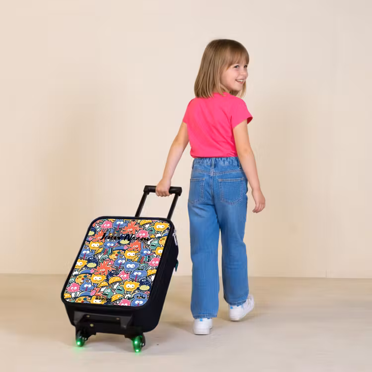 Kinderkoffer - Zwart - Beestjes met Grote Oogjes — 2
