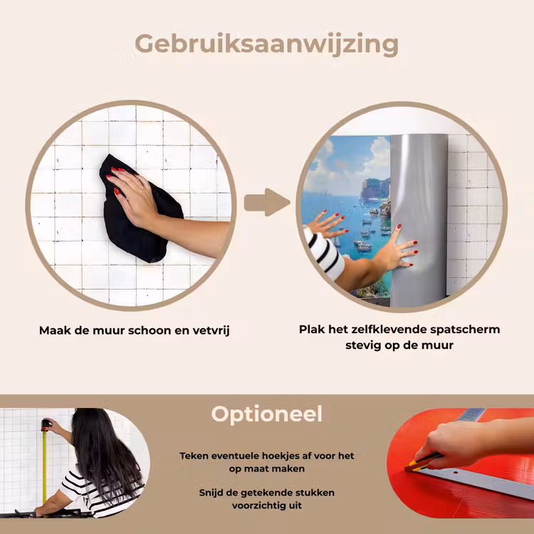 Spatscherm keuken - Kustdorp - Schilderij - Rotsen - Boten — 8