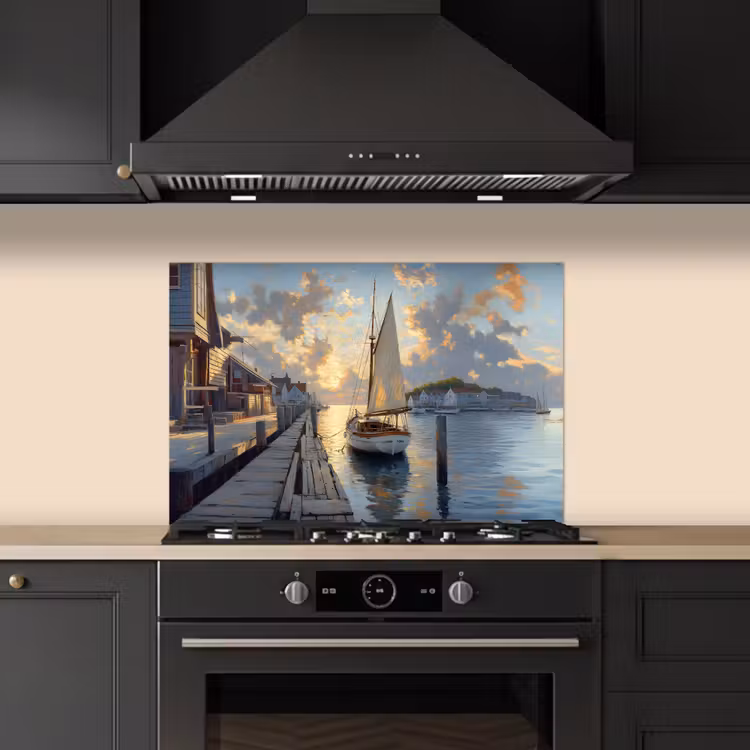 Spatscherm keuken - Zeilboot - Zon - Pier - Hout — 2