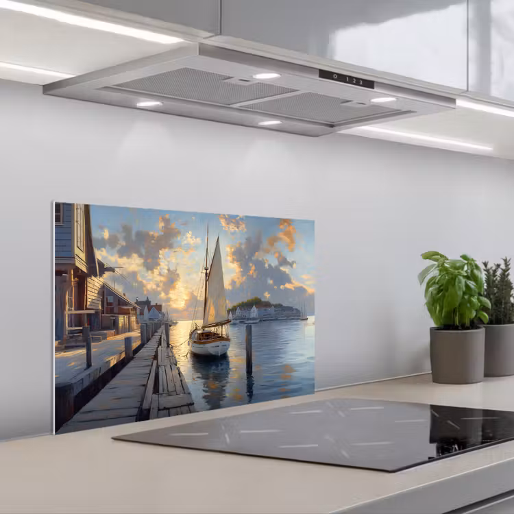 Spatscherm keuken - Zeilboot - Zon - Pier - Hout — 5