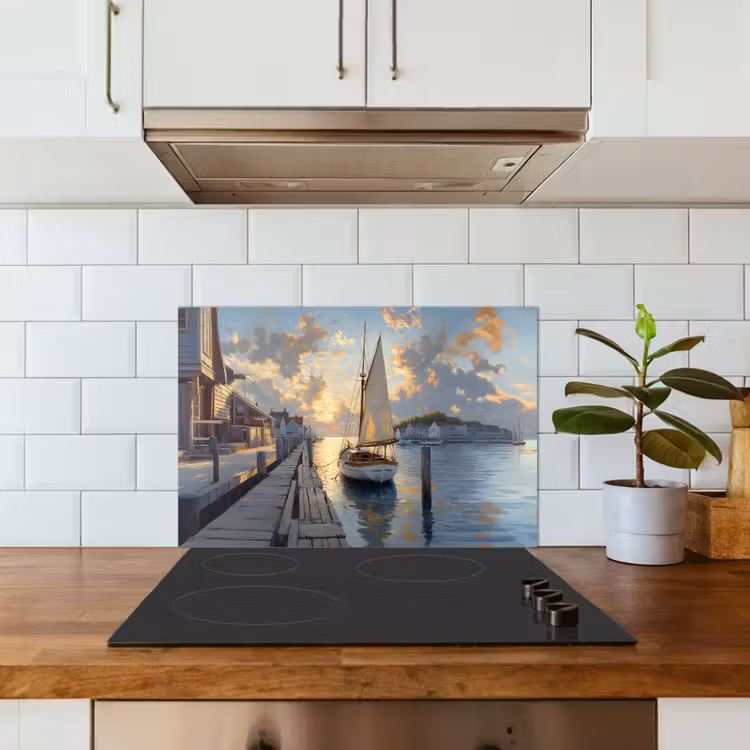 Spatscherm keuken - Zeilboot - Zon - Pier - Hout — 6