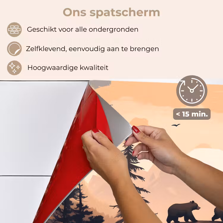 Spatscherm keuken - Beren - Bomen - Landschap - Zonsondergang — 4