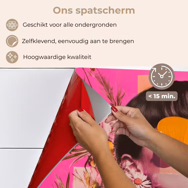 Spatscherm keuken - Zonnebril - Oranje - Vrouw - Planten — 4