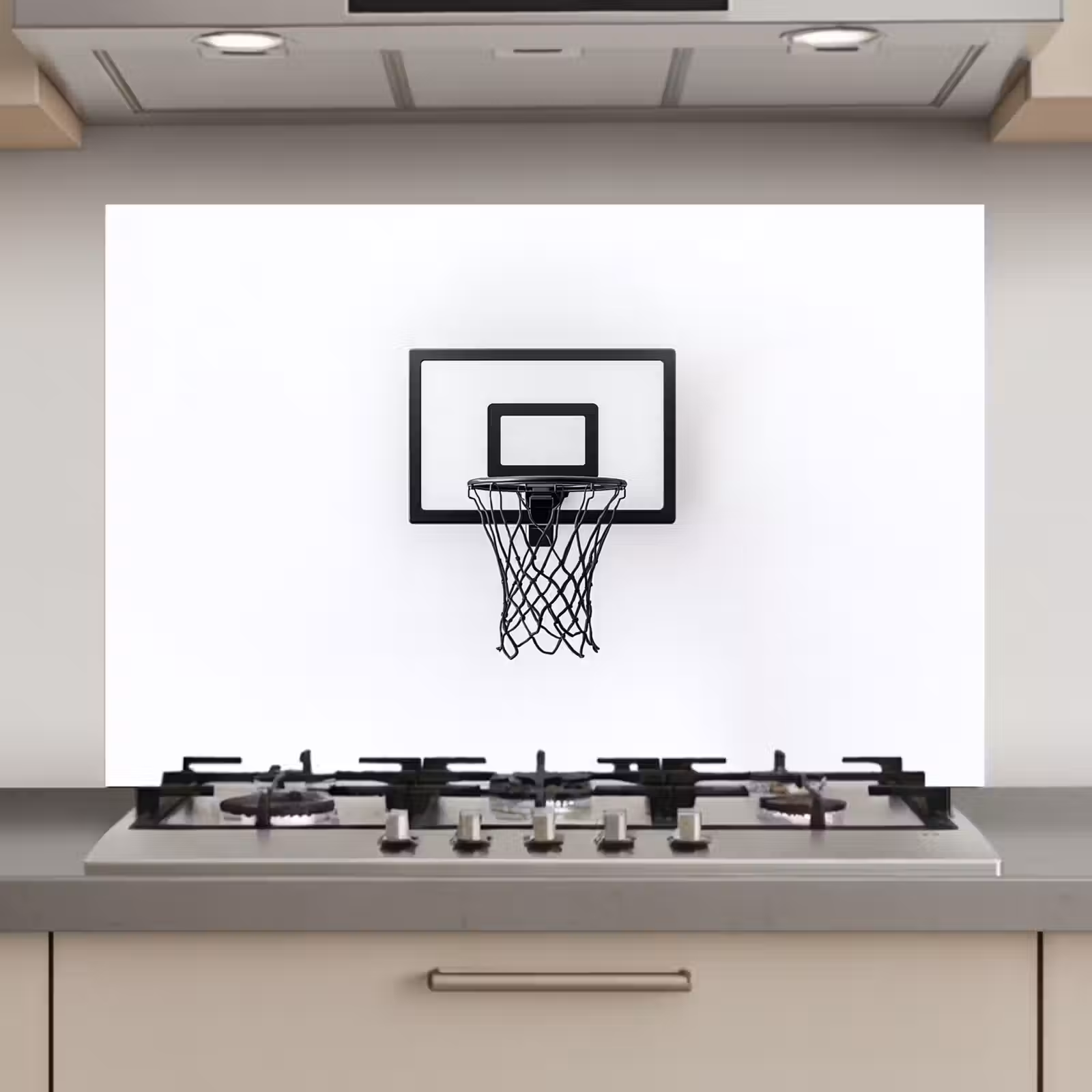 Spatscherm keuken - Basketbalbord - Minimalistisch - Zwart — 1