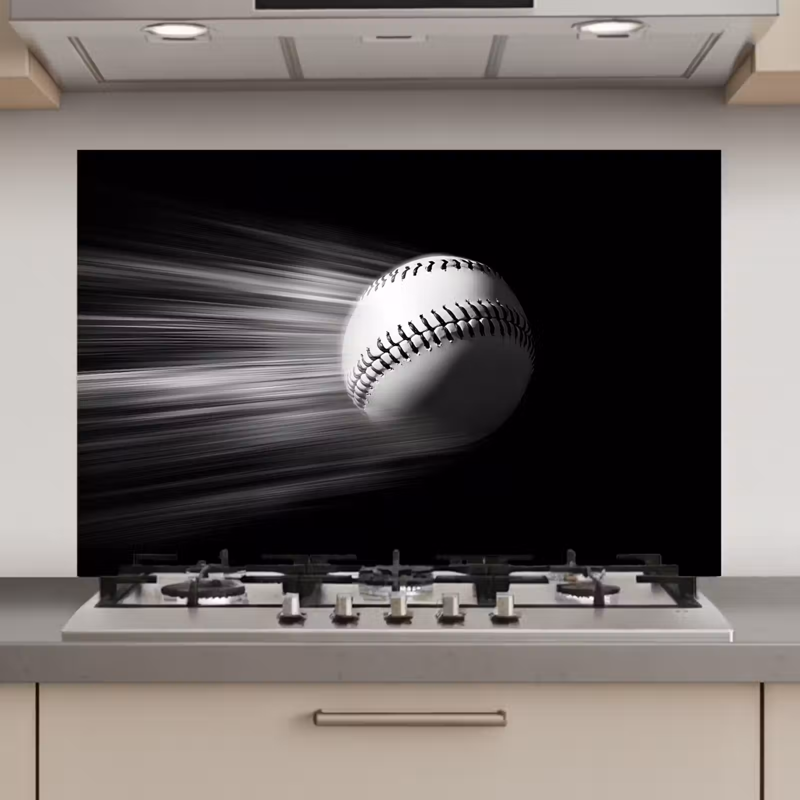 Spatscherm keuken - Honkbal - Wit - Vliegt — 1