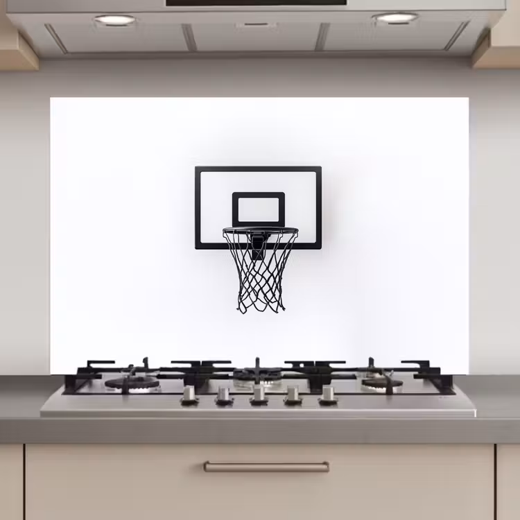 Spatscherm keuken - Basketbalbord - Minimalistisch - Zwart — 1