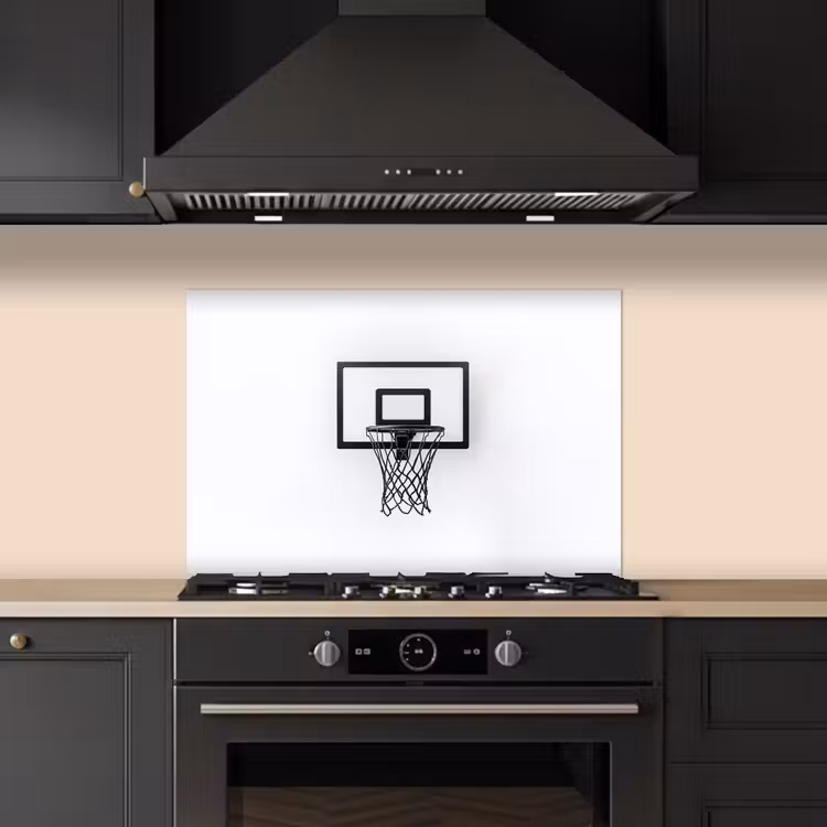 Spatscherm keuken - Basketbalbord - Minimalistisch - Zwart — 2