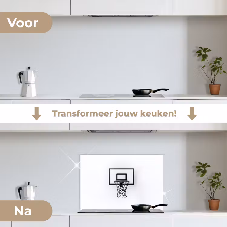 Spatscherm keuken - Basketbalbord - Minimalistisch - Zwart — 3