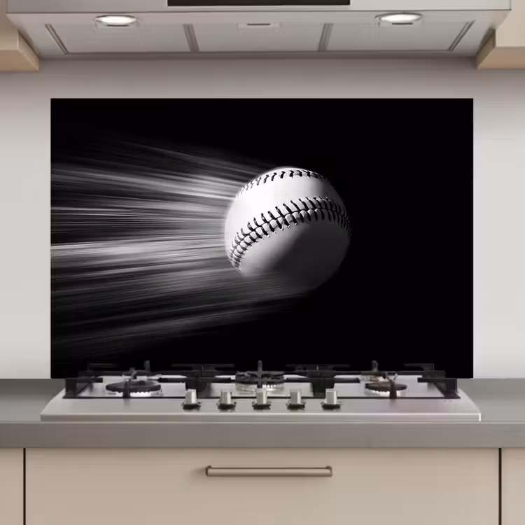 Spatscherm keuken - Honkbal - Wit - Vliegt — 1