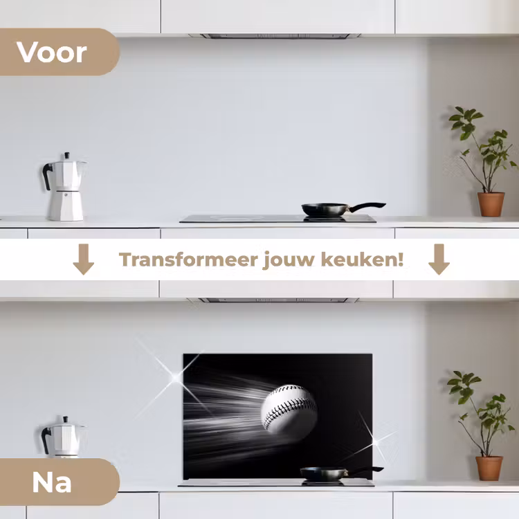 Spatscherm keuken - Honkbal - Wit - Vliegt — 3