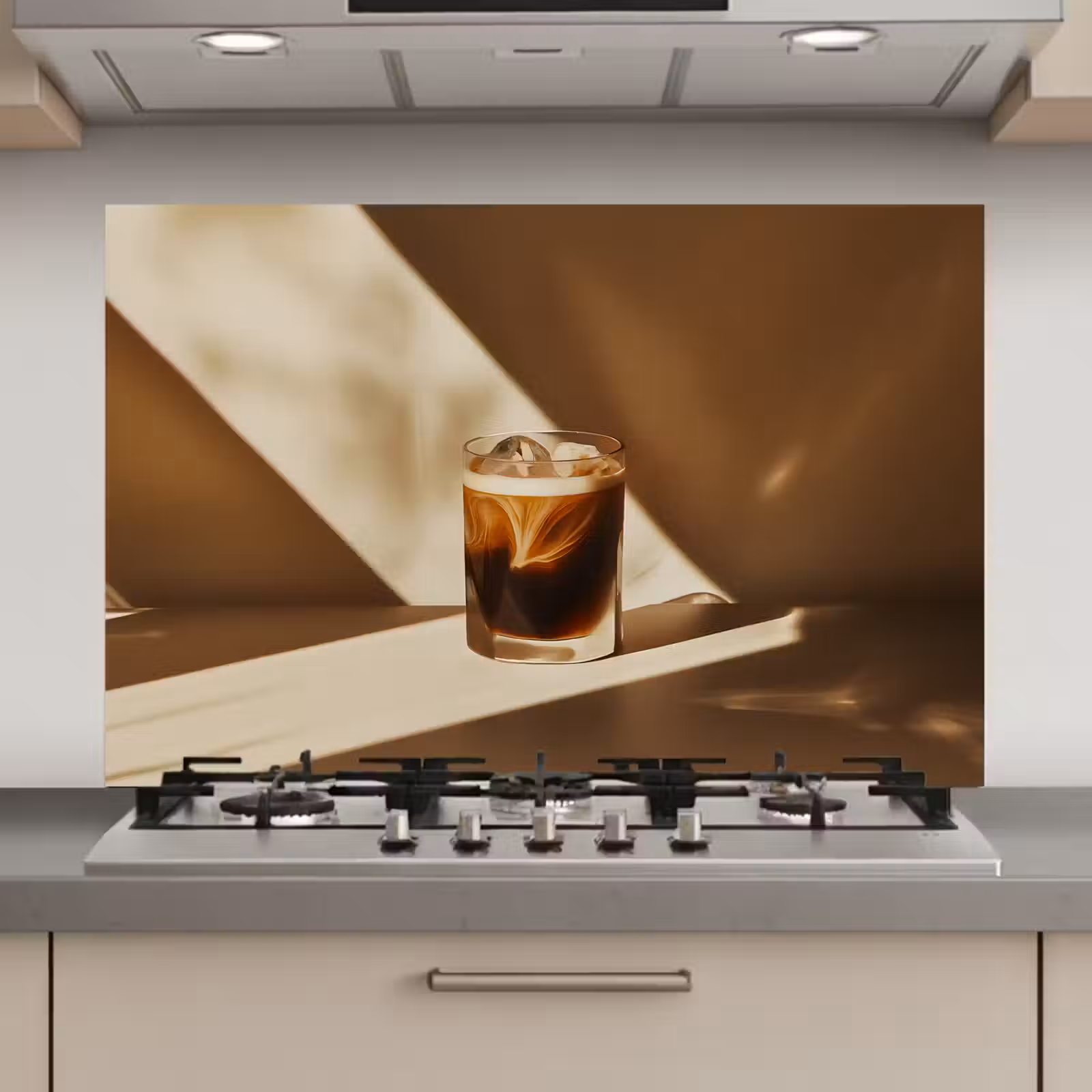 Spatscherm keuken - Glas - Ijskoffie - Schaduw - Bruin — 1