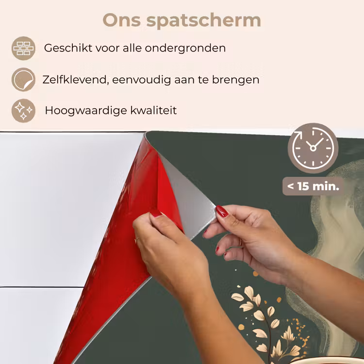 Spatscherm keuken - Kop - Bloemen - Groen - Koffie — 4