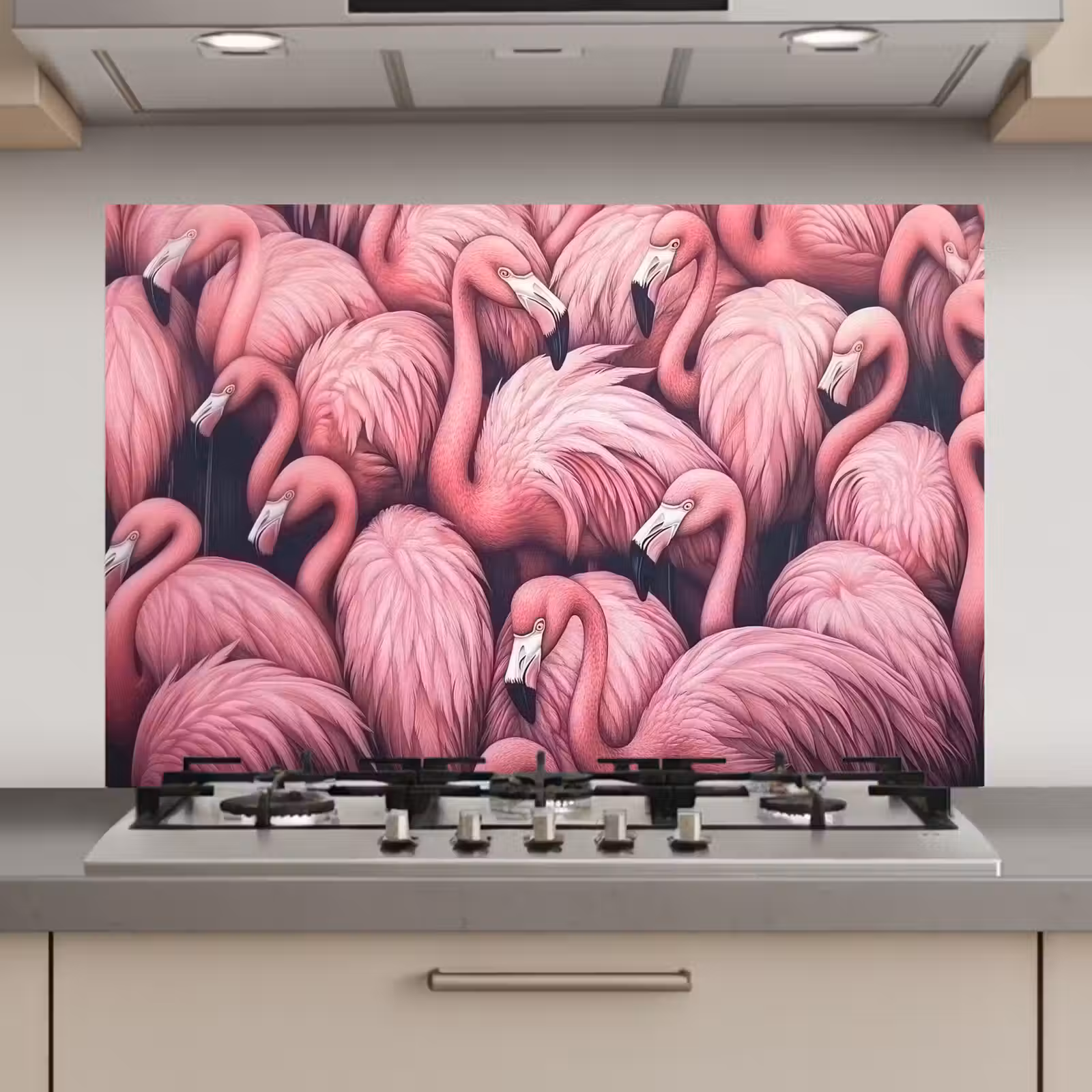 Spatscherm keuken - Flamingo - Roze - Dieren — 1