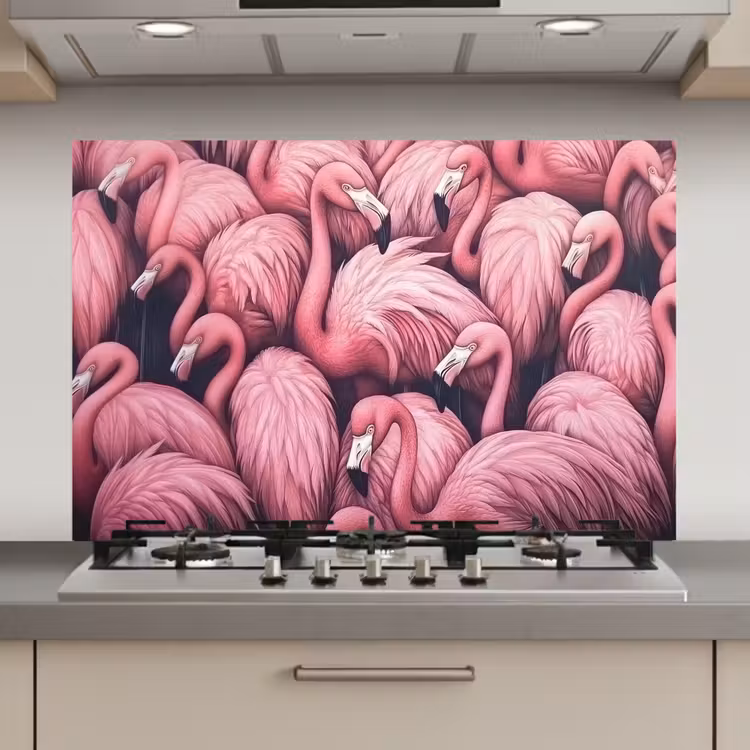 Spatscherm keuken - Flamingo - Roze - Dieren — 1