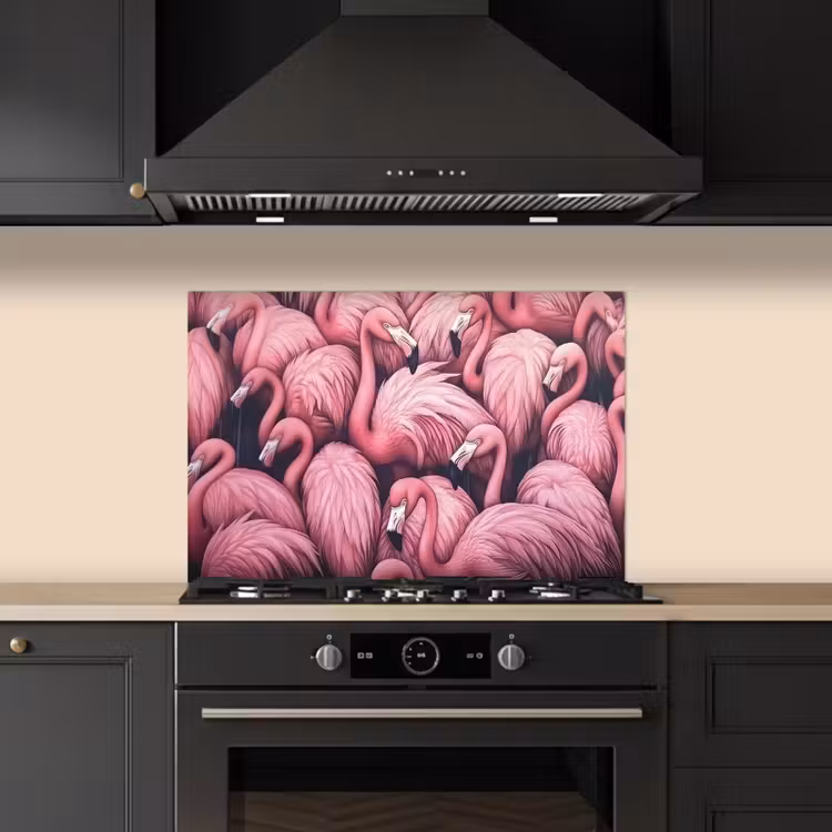 Spatscherm keuken - Flamingo - Roze - Dieren — 2