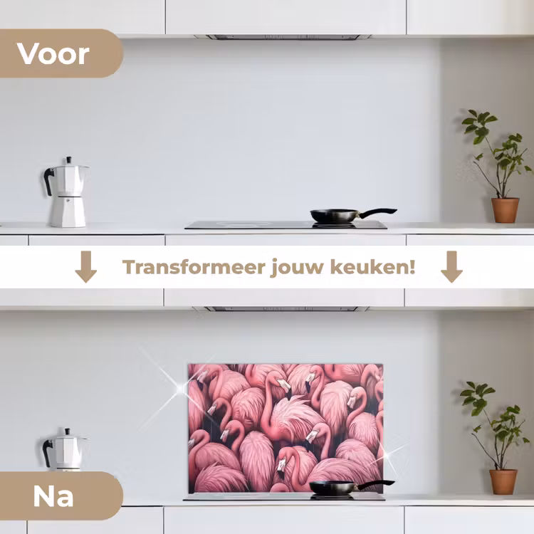 Spatscherm keuken - Flamingo - Roze - Dieren — 3