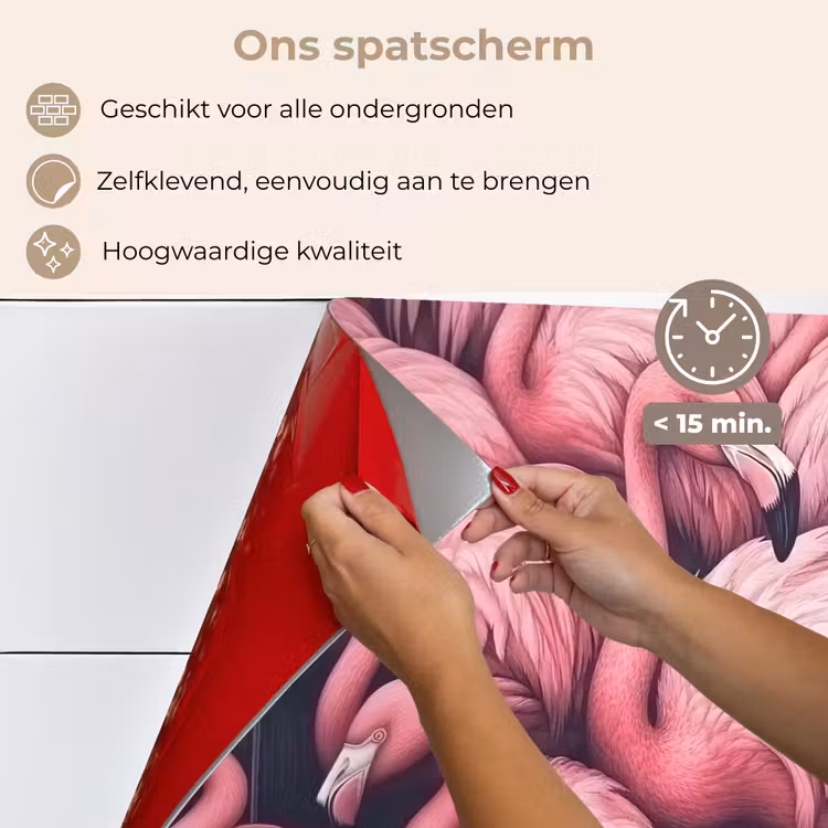 Spatscherm keuken - Flamingo - Roze - Dieren — 4