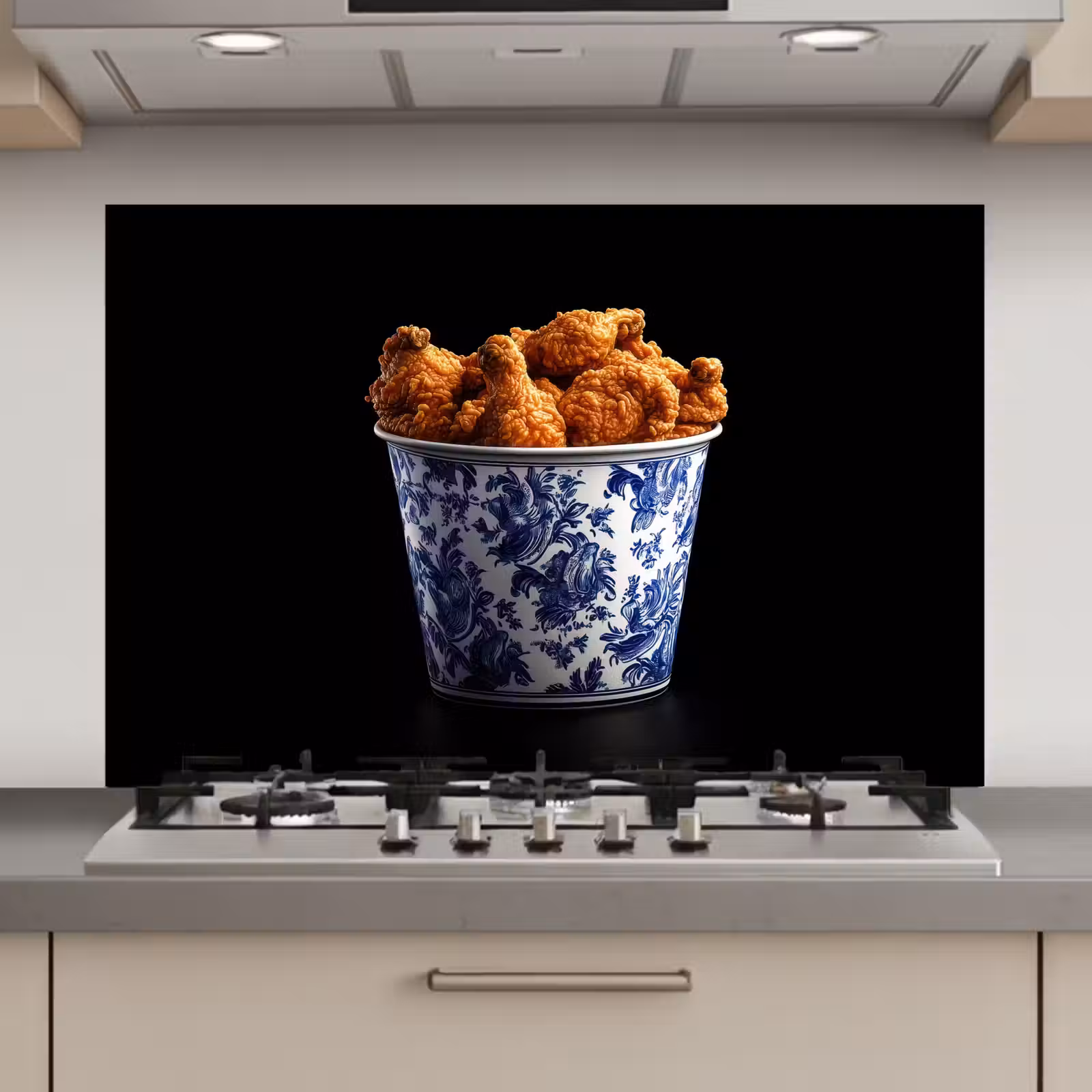Spatscherm keuken - Kip - Bucket - Delfts blauw - Lekker — 1