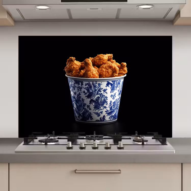Spatscherm keuken - Kip - Bucket - Delfts blauw - Lekker