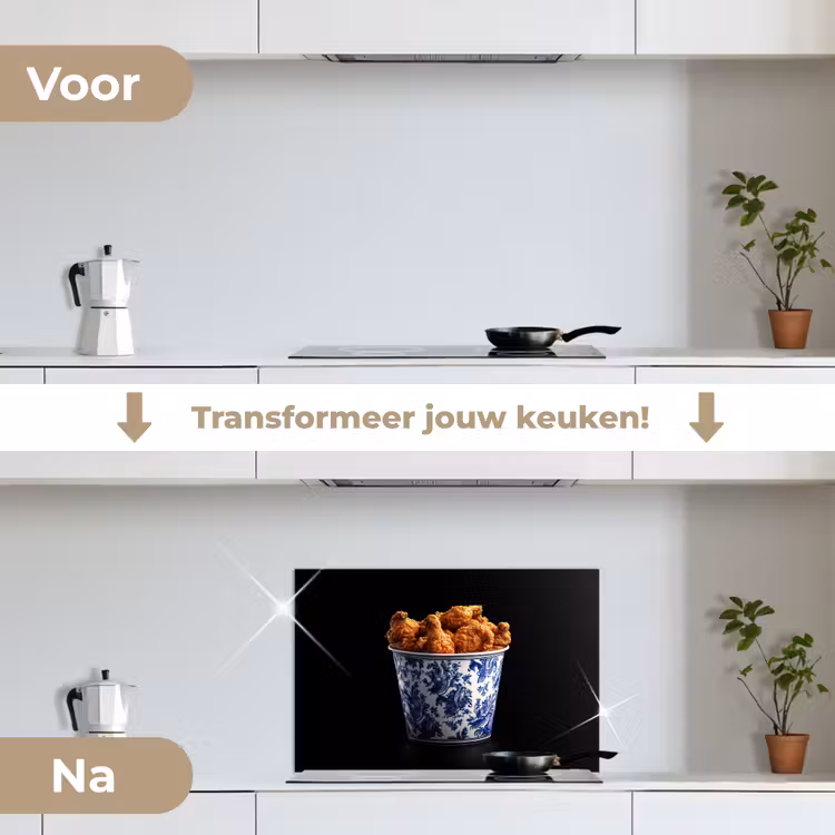 Spatscherm keuken - Kip - Bucket - Delfts blauw - Lekker — 3