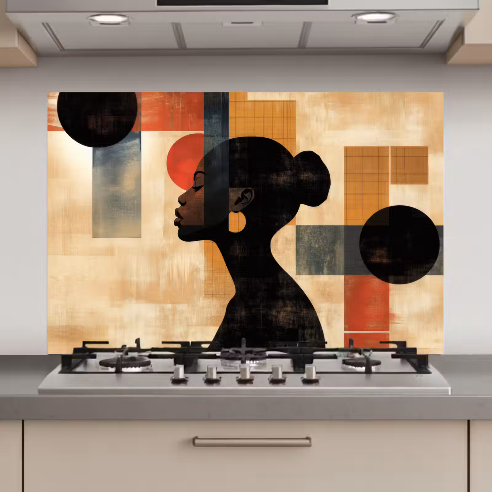Spatscherm keuken - Zijaanzicht - Vrouw - Vormen — 1