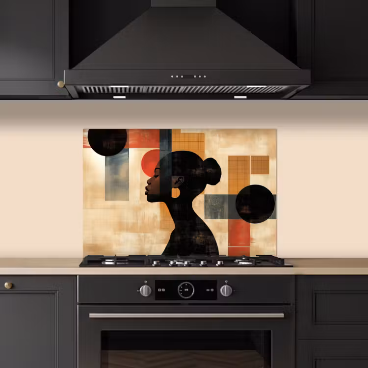 Spatscherm keuken - Zijaanzicht - Vrouw - Vormen — 2