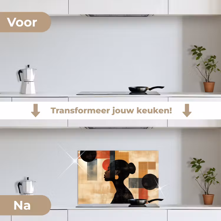 Spatscherm keuken - Zijaanzicht - Vrouw - Vormen — 3