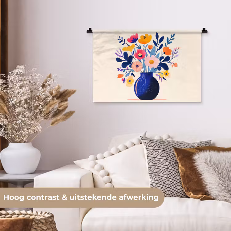 Wandkleed - Vaas - Bloemen - Boeket — 4