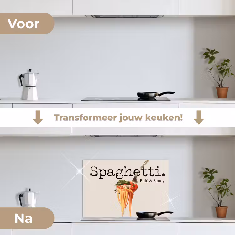 Spatscherm keuken - Spaghetti - tomatensaus - Parmezaanse kaas — 3