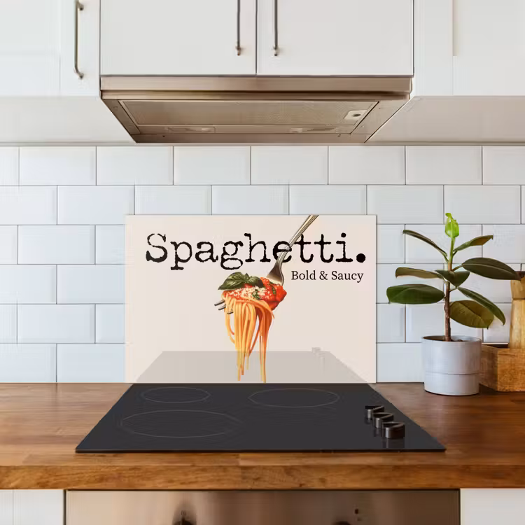 Spatscherm keuken - Spaghetti - tomatensaus - Parmezaanse kaas — 6