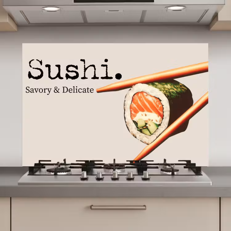 Spatscherm keuken - Sushi - Zalm - Rijst - Japans — 1