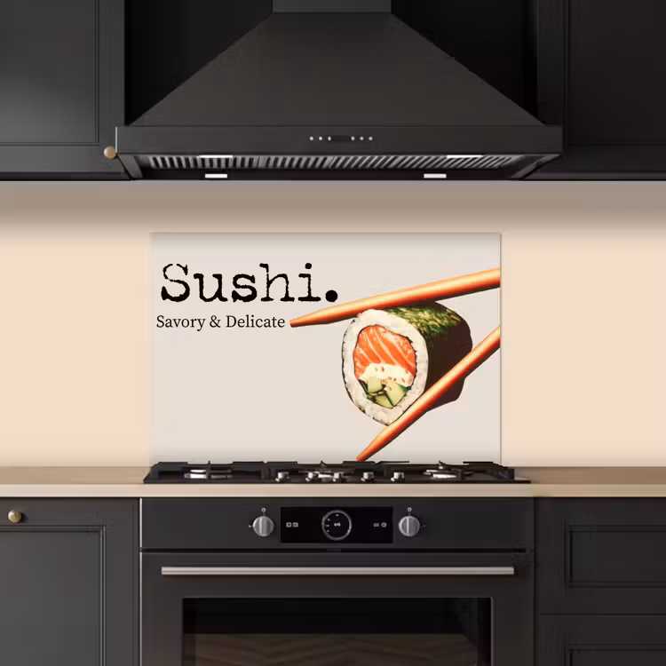 Spatscherm keuken - Sushi - Zalm - Rijst - Japans — 2