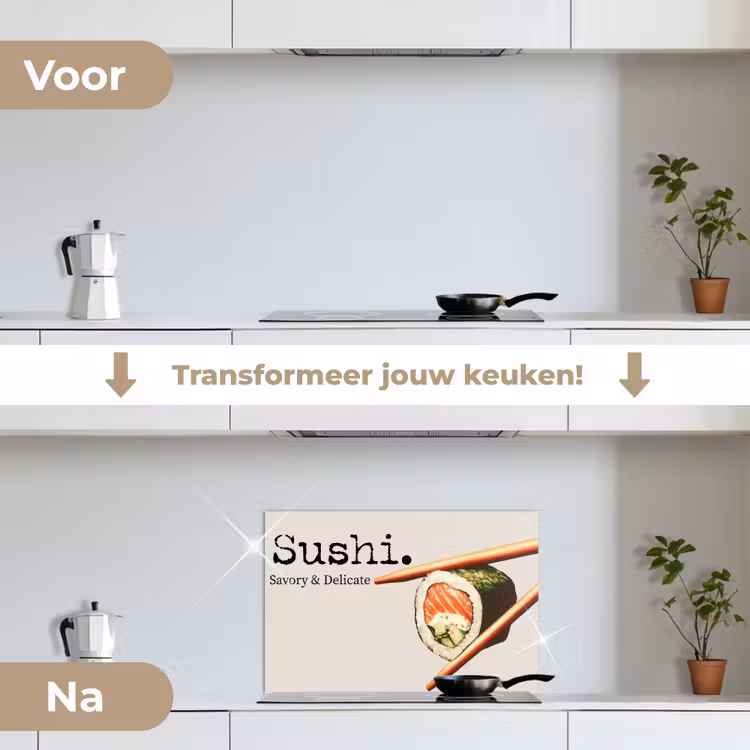 Spatscherm keuken - Sushi - Zalm - Rijst - Japans — 3
