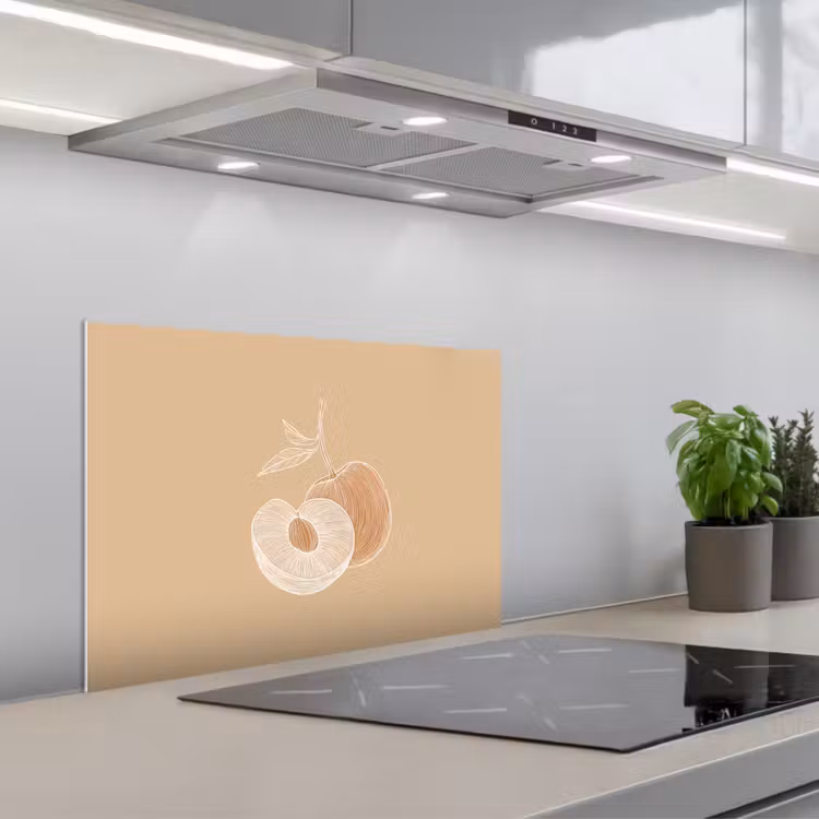 Spatscherm keuken - Perzik - Lijntekening - Pit - Beige — 5