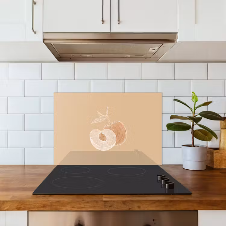 Spatscherm keuken - Perzik - Lijntekening - Pit - Beige — 6